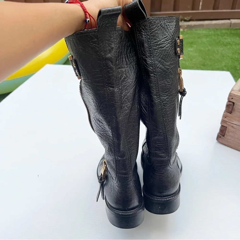 Tory Burch- Black Stowe Figueria Leather Boots Size 8